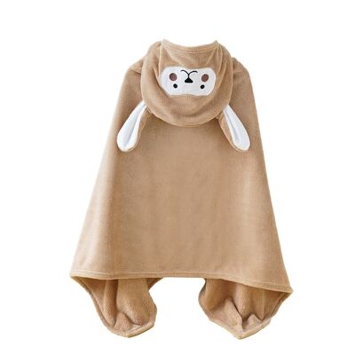 Bunny design children's blanket robe. Light brown