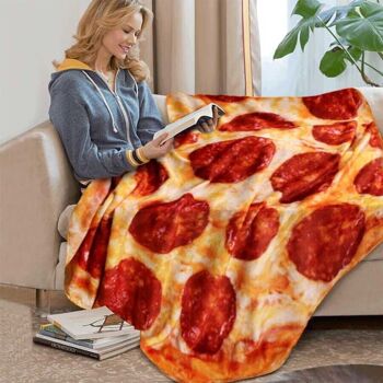 Couverture chaude en flanelle 120 cm motif Pizza 3
