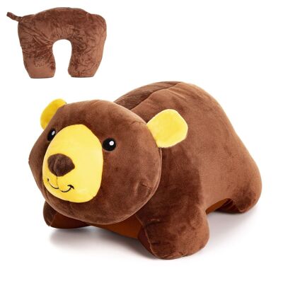 Convertible teddy bear into travel neck pillow, 2 in 1.