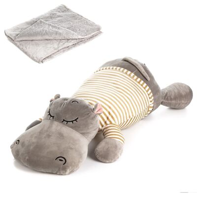 Hippopotame en peluche avec couverture 160x110.