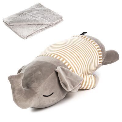 Elefante imbottito con coperta 160x110.