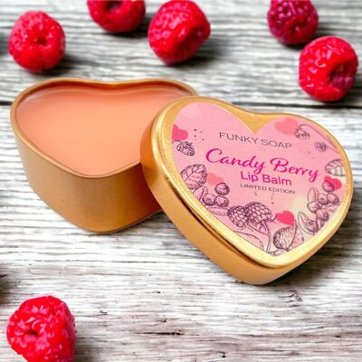 Baume à lèvres Candy Berry, 100 % fait main et naturel, 1 boîte de 20 g