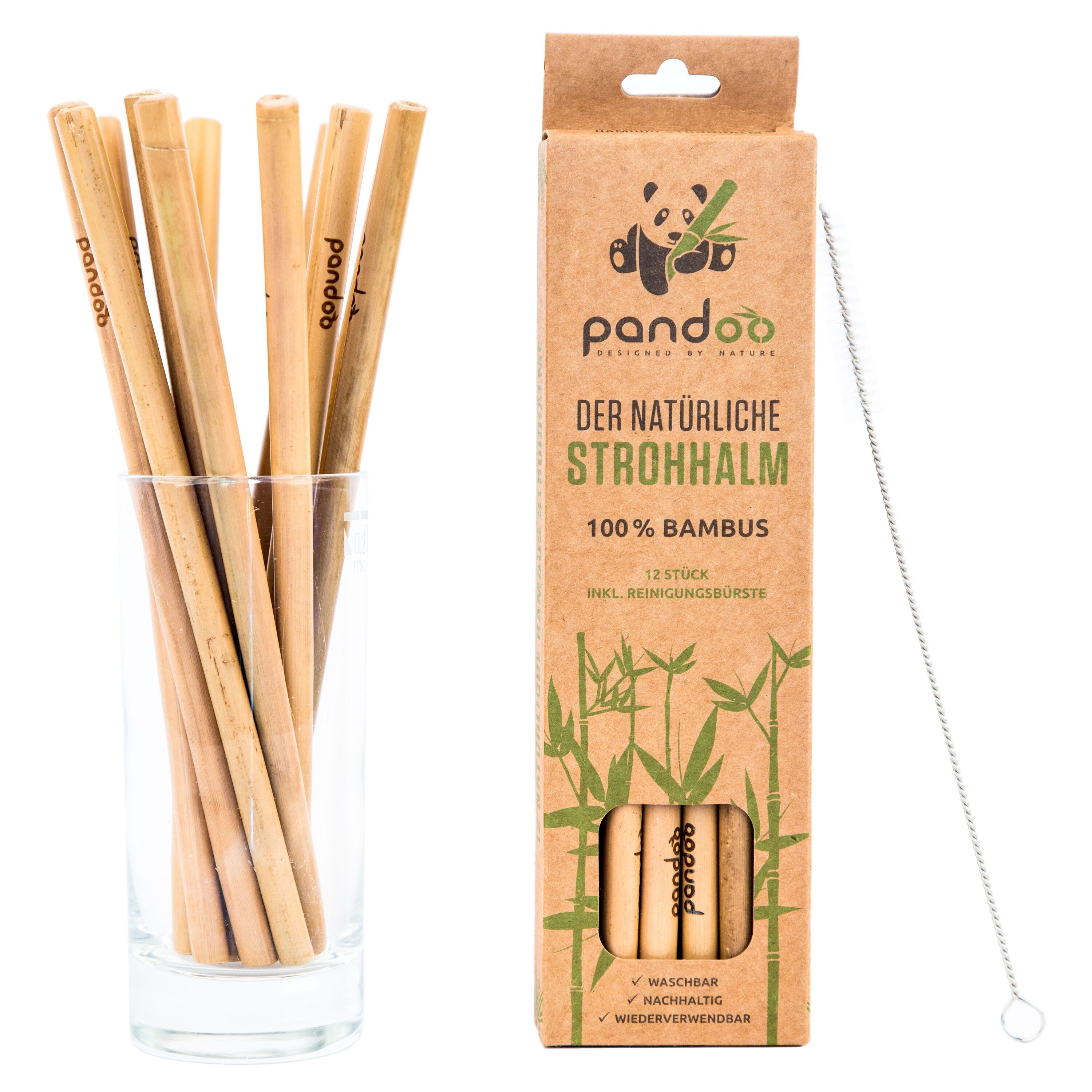 Plastic-free bamboo straws 20cm | 20 x 12 pieces