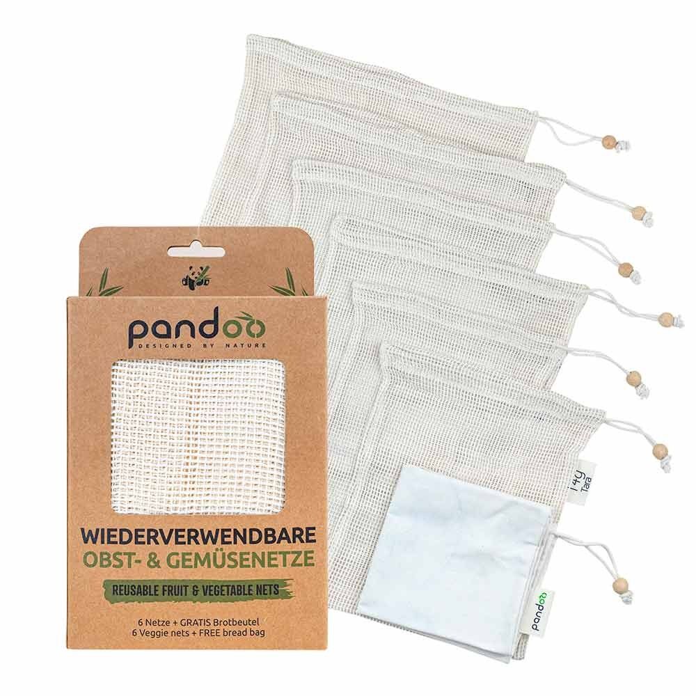 Fruit and vegetable nets | Organic cotton | 34 x 6 packs + 1 free bread bag