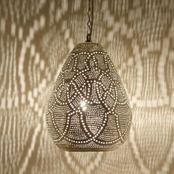 Lampe orientale Saham D18 | lampe en laiton argenté véritable | Suspension bohème de style marocain 6