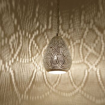 Lampe orientale Saham D18 | lampe en laiton argenté véritable | Suspension bohème de style marocain 7