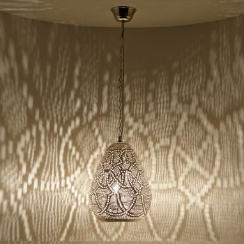 Lampe orientale Saham D18 | lampe en laiton argenté véritable | Suspension bohème de style marocain 9