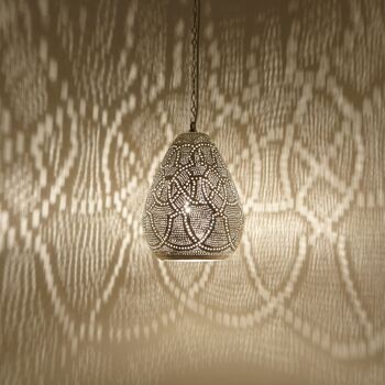 Lampe orientale Saham D18 | lampe en laiton argenté véritable | Suspension bohème de style marocain 10
