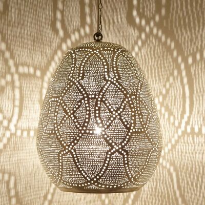 Plafonnier oriental Saham D28 | lampe en laiton argenté véritable | Suspension bohème de style marocain