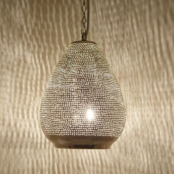 Lampe Orientale Muscat D18 Argent | lampe en laiton argenté véritable | Suspension bohème de style marocain 6