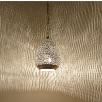 Lampe Orientale Muscat D18 Argent | lampe en laiton argenté véritable | Suspension bohème de style marocain 7