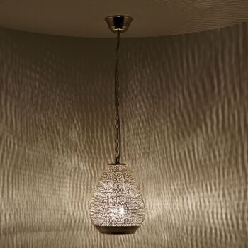 Lampe Orientale Muscat D18 Argent | lampe en laiton argenté véritable | Suspension bohème de style marocain 8