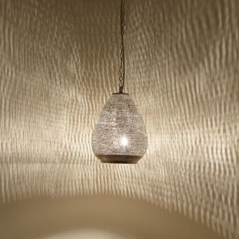 Lampe Orientale Muscat D18 Argent | lampe en laiton argenté véritable | Suspension bohème de style marocain 9