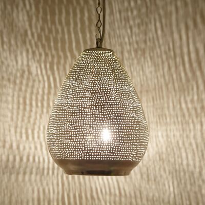 Orientalische Lampe Maskat D18 Silber | echt versilberte Messinglampe | marokkanischer Stil Boho Hängeleuchte
