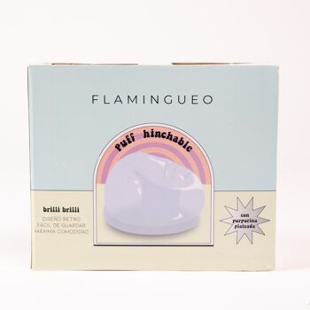 BRILLI PLATA - Puff hinchable con purpurina plateada – Flamingueo