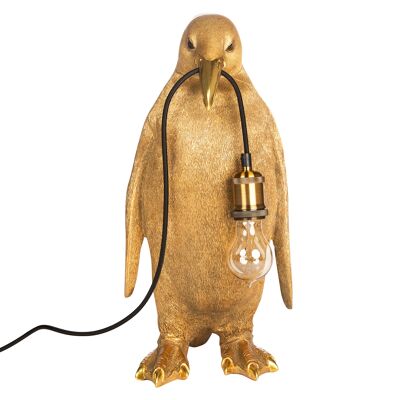 Pinguïn lamp polyrasin gold  23.5x21x49.5
