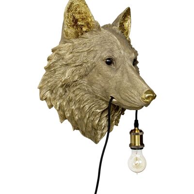 Wolf lamp poly rasin in gold 40x27x46.5
