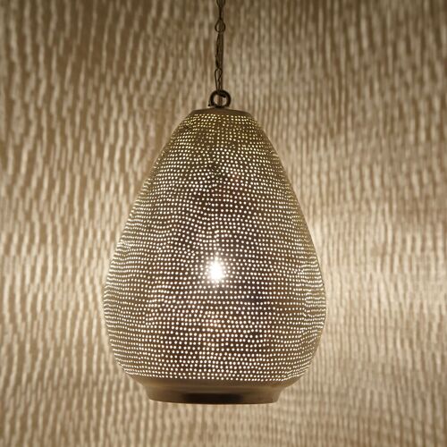 Orientalische Lampe Maskat D22 | echt versilberte Messinglampe | marokkanischer Stil Boho Hängeleuchte