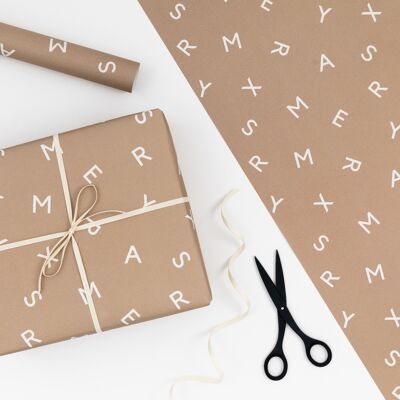 MERRY XMAS TYPE GIFT WRAP - GINGERBREAD