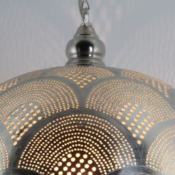 Lampe marocaine Toufaha Samak D30 | suspension orientale argent | lampe en laiton argenté véritableLampe marocaine Toufaha Samak D30 | suspension orientale argent | lampe en laiton argenté véritable 10