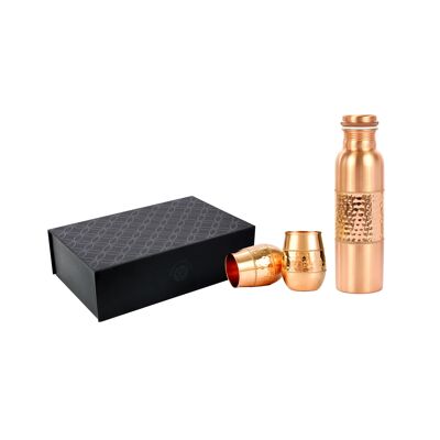 El'Cobre Premium Copper Mid - Sequence Gläser & Mid - Sequence Flaschenset (2 Gläser & 1 Flasche in einer Geschenkbox)
