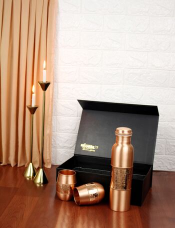 El'Cobre Premium Copper Mid - Verres séquentiels et Mid - Ensemble de bouteilles séquentielles (2 verres et 1 bouteille dans une boîte cadeau) 2