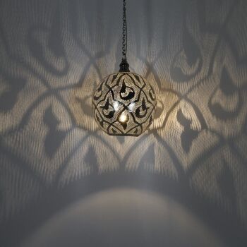 Lampe égyptienne Suada D23 | suspension orientale argentée | lampe en laiton argenté véritable 8