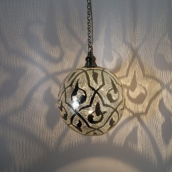 Lampe égyptienne Suada D23 | suspension orientale argentée | lampe en laiton argenté véritable 9