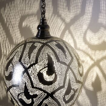 Lampe égyptienne Suada D23 | suspension orientale argentée | lampe en laiton argenté véritable 10