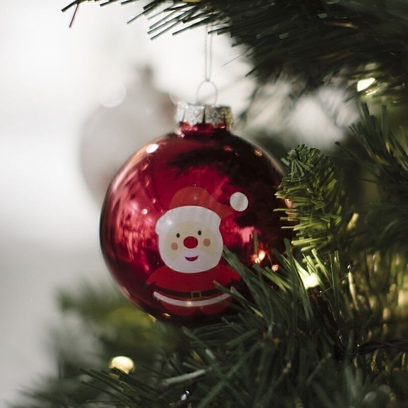 KUGEL AUS KRISTALLKUNST, 8 CM, GESCHNITTEN, PAPA WEIHNACHTEN HH3046452