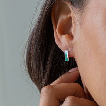 Boucles d'Oreilles Tige Argent et Turquoise 4