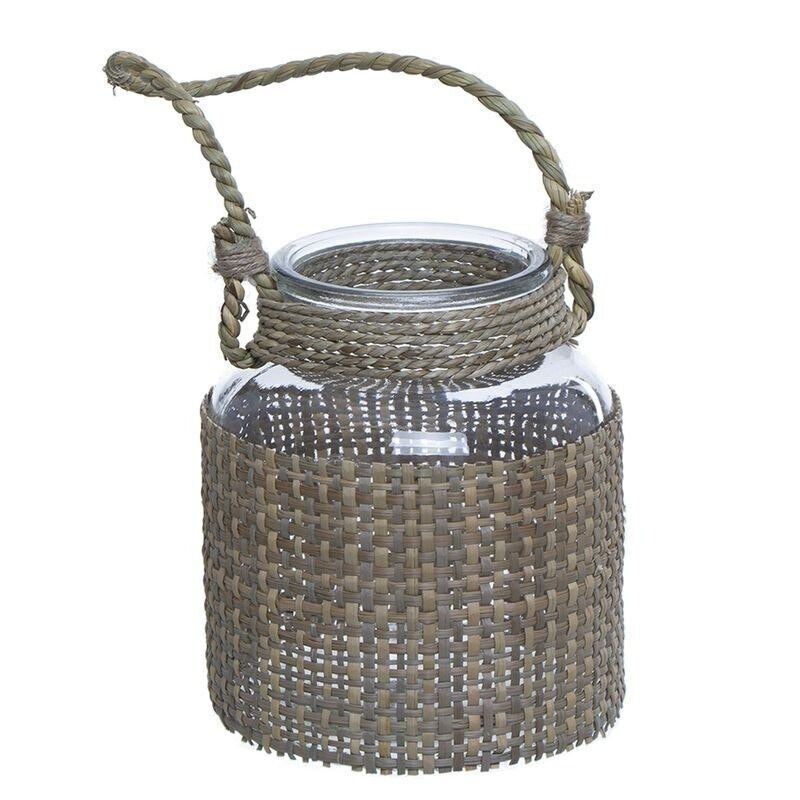 KERZENKRISTALLKANNE MIT RATTAN L HH285277