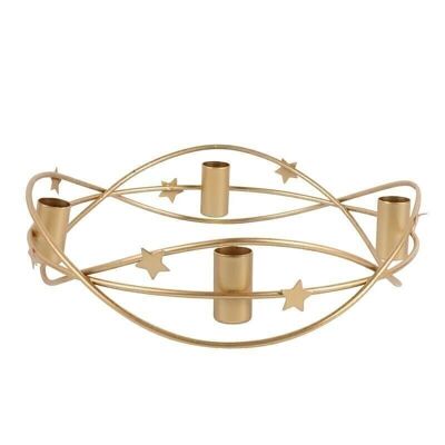 CANDELABRO 4 VELAS ESTRELLAS ORO HH2915265
