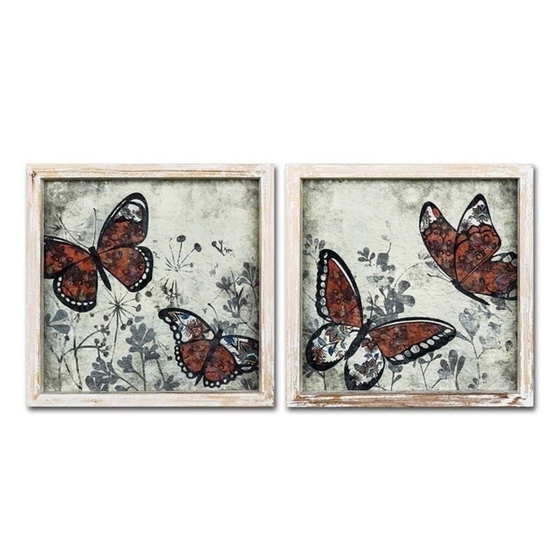 QUADRO MARCO MADERA 30X30 MARIPOSAS 2M HH2365818