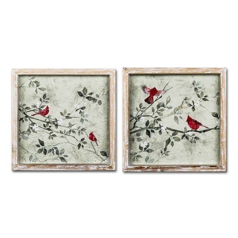 QUADRO MARCO MADERA 30X30 PAJAROS 2M HH2365819