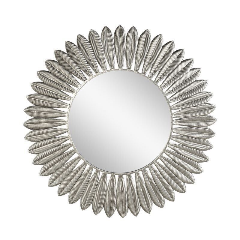 ESPEJO PARED 73CM PLUMAS PLATA HH304432
