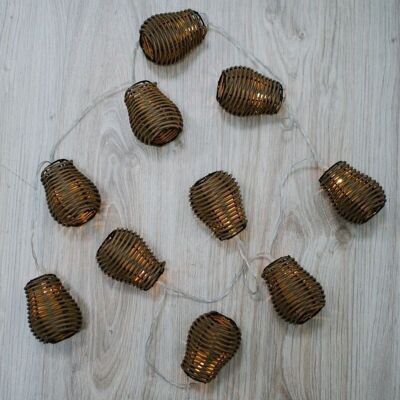 GUIRNALDA 10 LED FAROLES RATAN 2XAA HH3046113