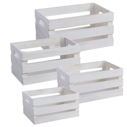 JGO. 4 CAJAS MADERA BLANCA HH268989