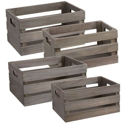 JGO. 4 CAJAS MADERA GRIS HH268990