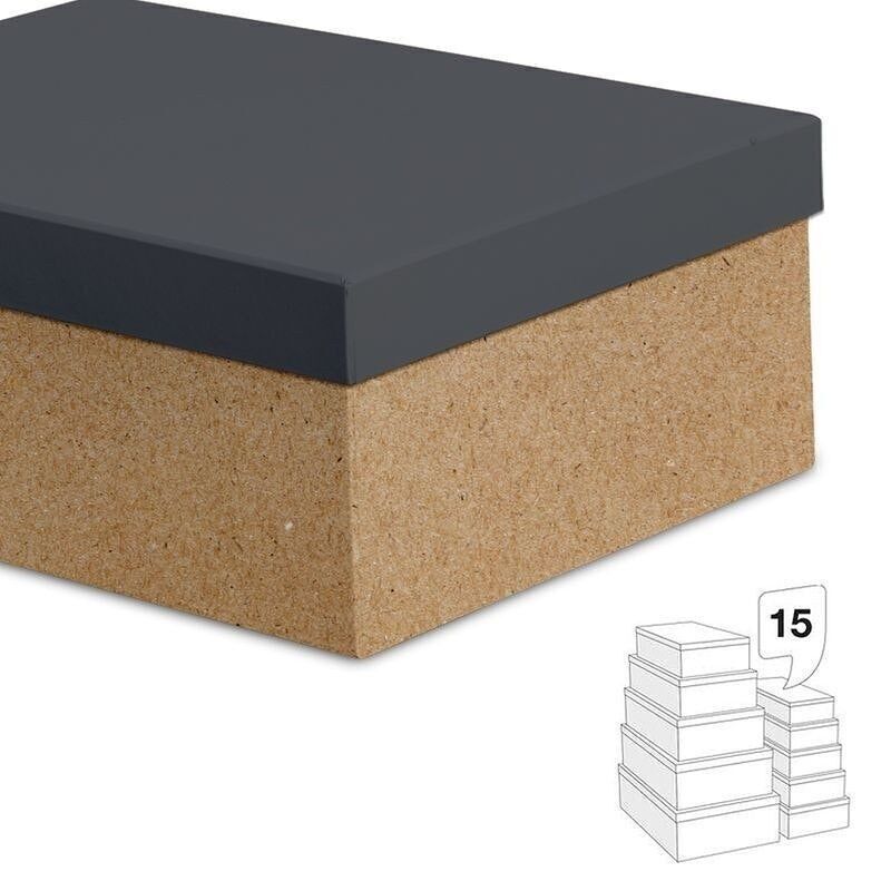 Spiel 15 Boxen Craft Tapa grau dunkel HH2847235