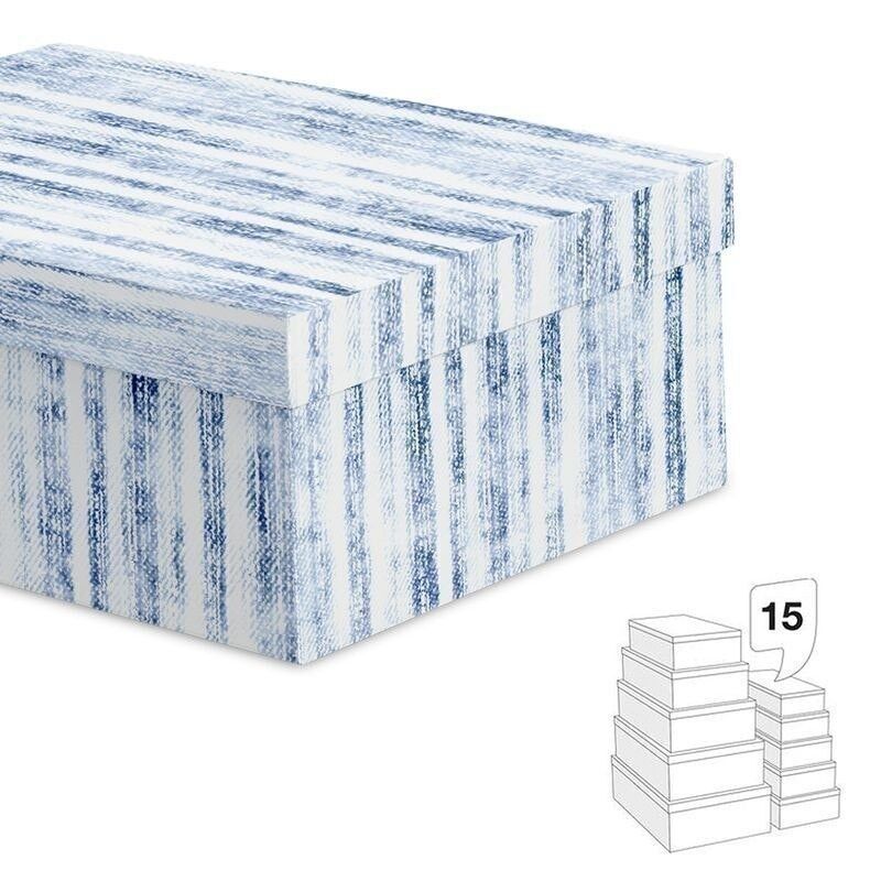 JUEGO 15 CAJAS RAYAS AZUL HH2847318