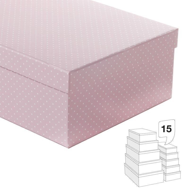 JUEGO 15 CAJAS ROSA TOPOS HH2131950