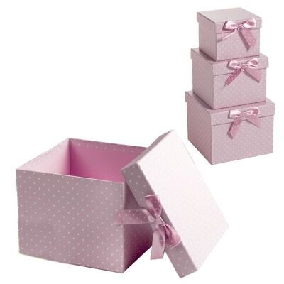 JUEGO 3 CAJAS CUAD. ROSA TOPOS HH2131952