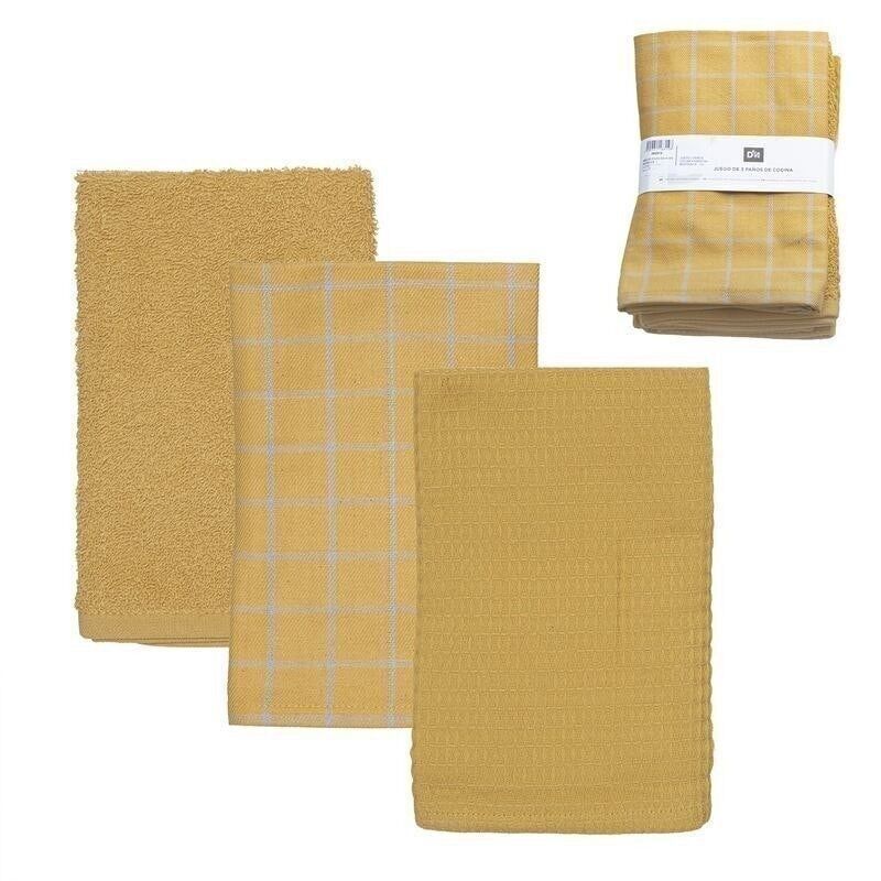 JUEGO 3 PAÑOS COCINA ESSENTIEL MOSTAZA HH292912