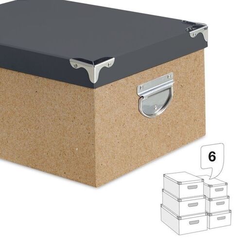 JUEGO 6 CAJAS CANT. CRAFT TAPA GRIS OSCURO HH2847236