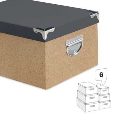 JUEGO 6 CAJAS CANT. CRAFT TAPA GRIS OSCURO HH2847236