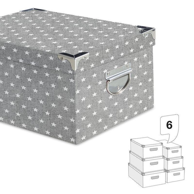 JUEGO 6 CAJAS ESTRELLAS GRIS HH2847312