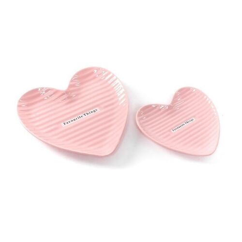 SAN VALENTÍN JUEGO DE 2 BANDEJAS JOYERO FORMA CORAZON ROSA HH303886