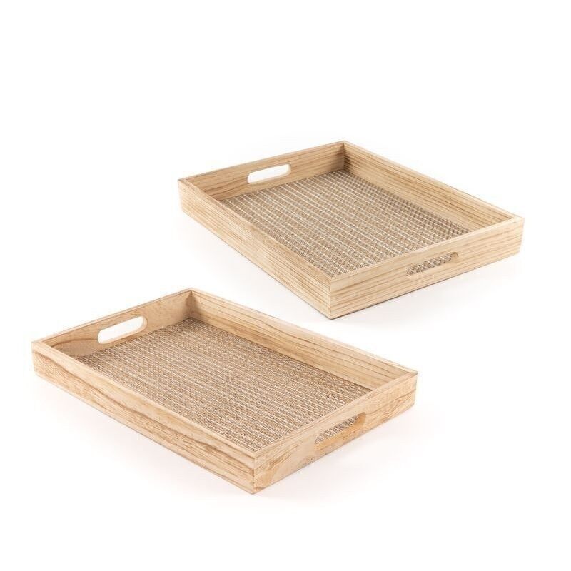 JUEGO DE 2 BANDEJAS MADERA HH2540429