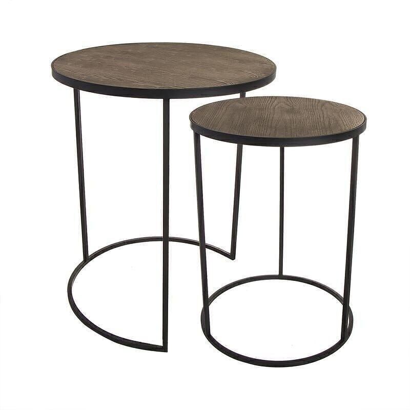 JUEGO DE 2 MESAS AUX.MADERA UND METALL SCHWARZ HH294714